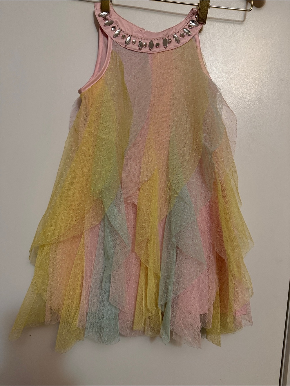 Tahari Girls Pastel Tulle Rainbow Dress Size:4 Years